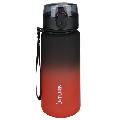 Бутылка Мотивация 500 мл с крышкой защелкой и ремешком Miland УД-9381 черно оранжевая 1